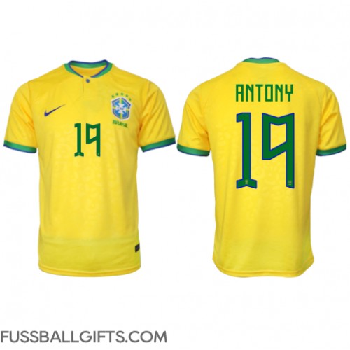 Brasilien Antony #19 Fußballbekleidung Heimtrikot WM 2022 Kurzarm